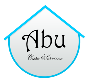 Abu Care Services logo blue semi-circle with a roof