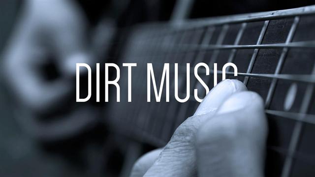 Dirt Music logo with close up of fingers on guitar strings
